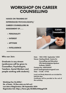 Workshop on Career Counselling on 14th and 15th September 2024