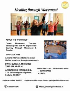 Dance Movement Therapy Workshop on Sunday, 11th January 2026.