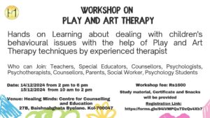 Play Therapy Workshop Kolkata was hosted. Specifically, the event was held on December 14th and 15th