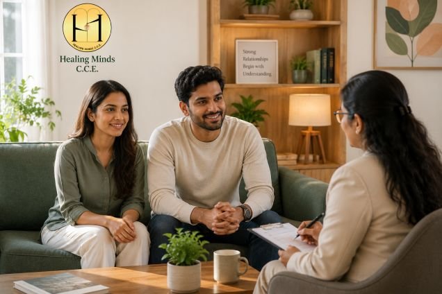 An engaged couple exploring compatibility during a pre marital therapy Kolkata session.