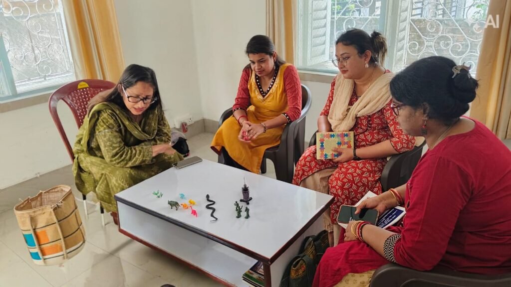 Our passionate cohort alongside lead instructor Ms. Sahanaj Reja at our Baishnabghata centre.