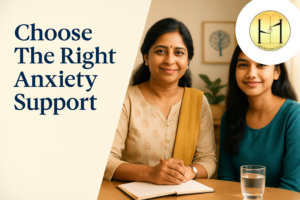 Anxiety help near me in Kolkata with a Bengali counsellor discussing online and in-person counselling options