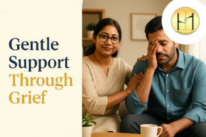 Indian Bengali counsellor offering support to a man learning to cope with grief in Kolkata